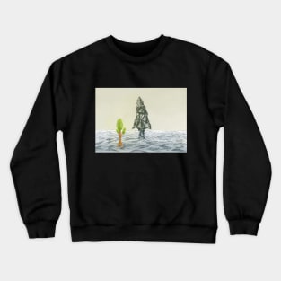 Conversation between a green tree and a stone tree Crewneck Sweatshirt